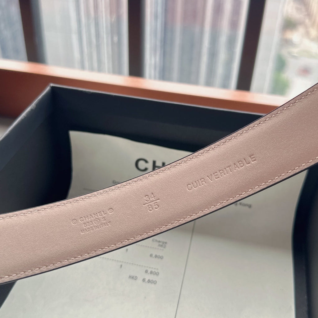 CC Belt 3cm Light Pink Sliver Cowhide 202807
