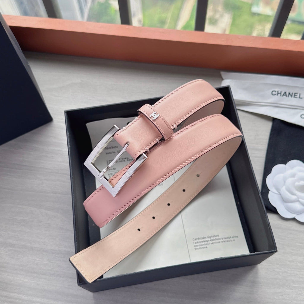 CC Belt 3cm Light Pink Sliver Cowhide 202807