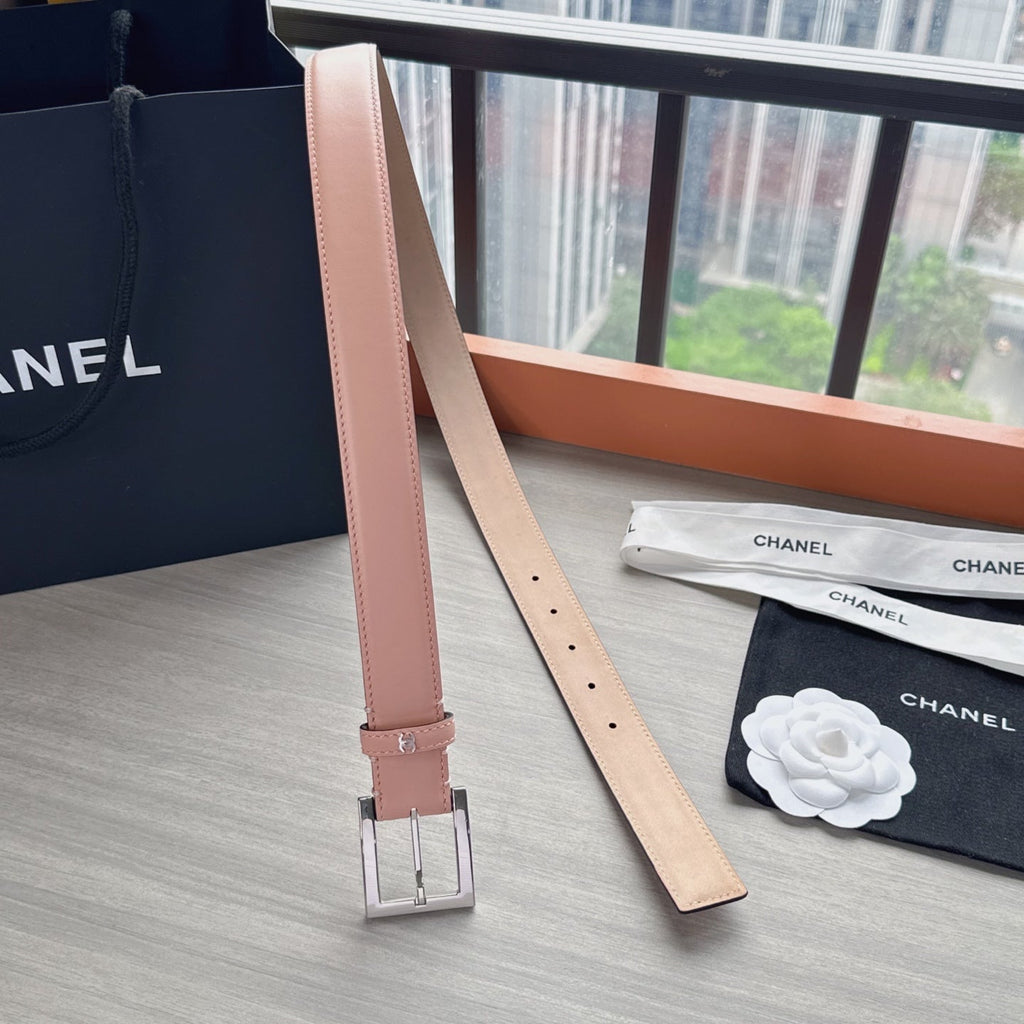 CC Belt 3cm Light Pink Sliver Cowhide 202807