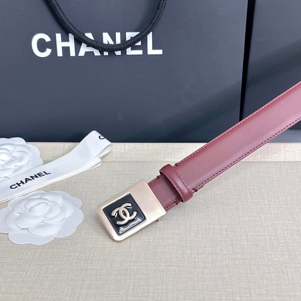 CC 3.0cm Belt Burgundy Lambskin 209357