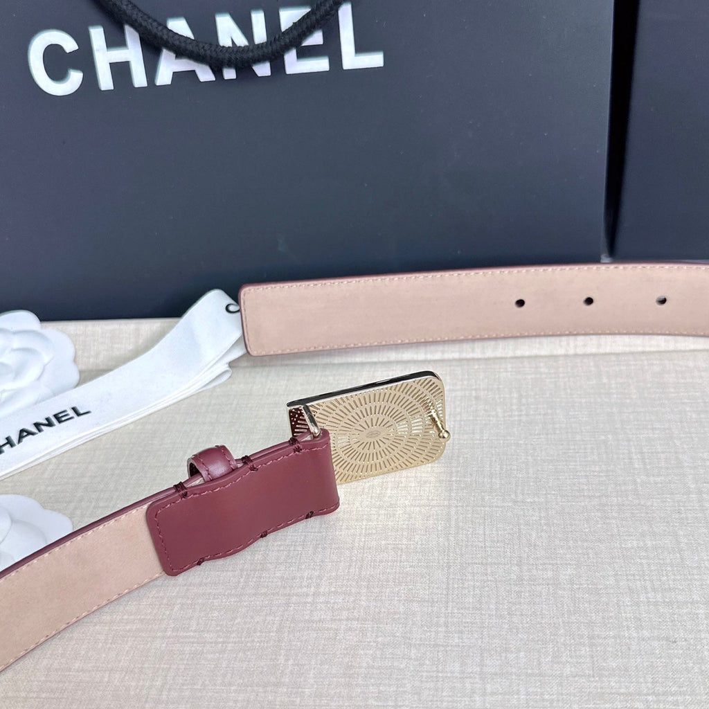 CC 3.0cm Belt Burgundy Lambskin 209357