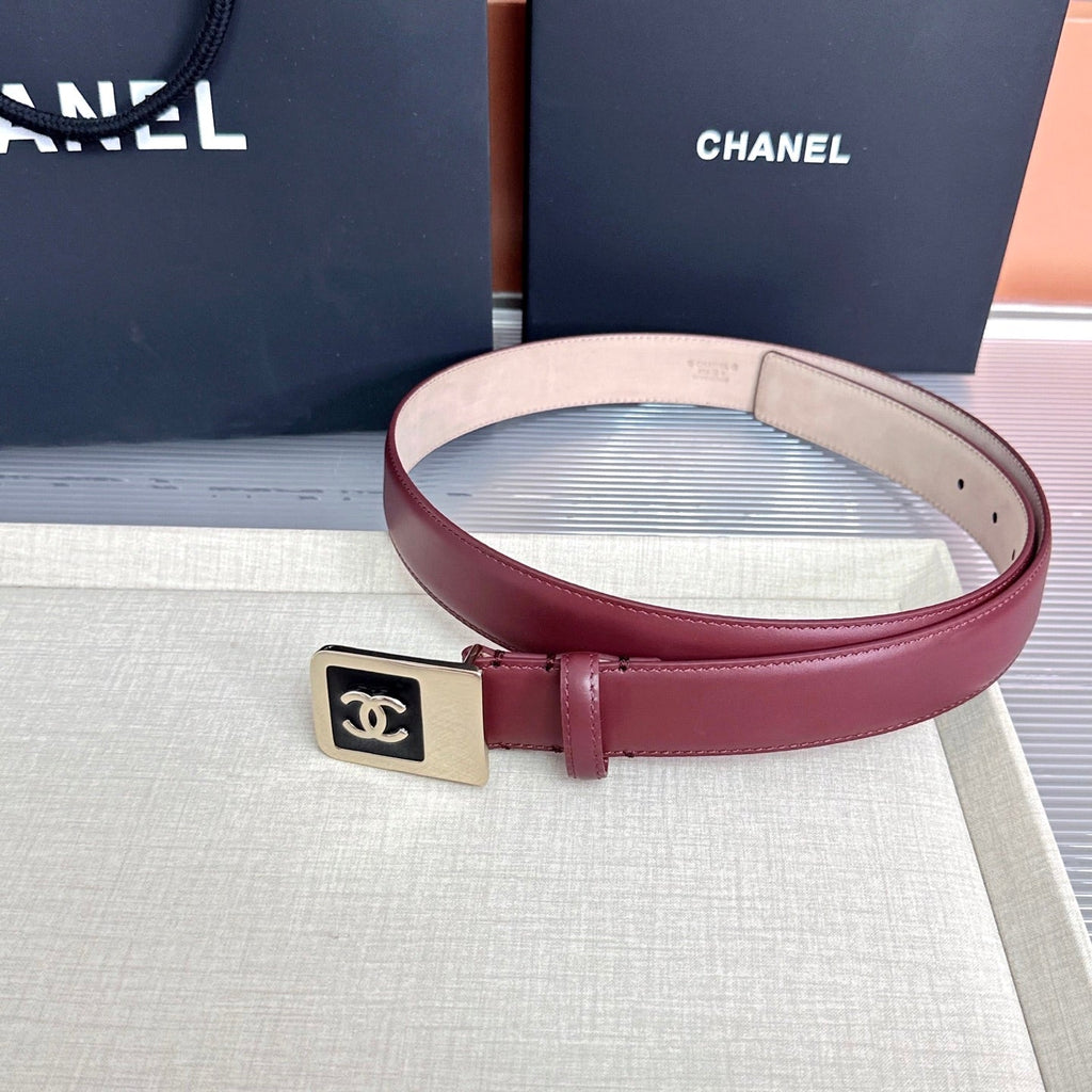 CC 3.0cm Belt Burgundy Lambskin 209357