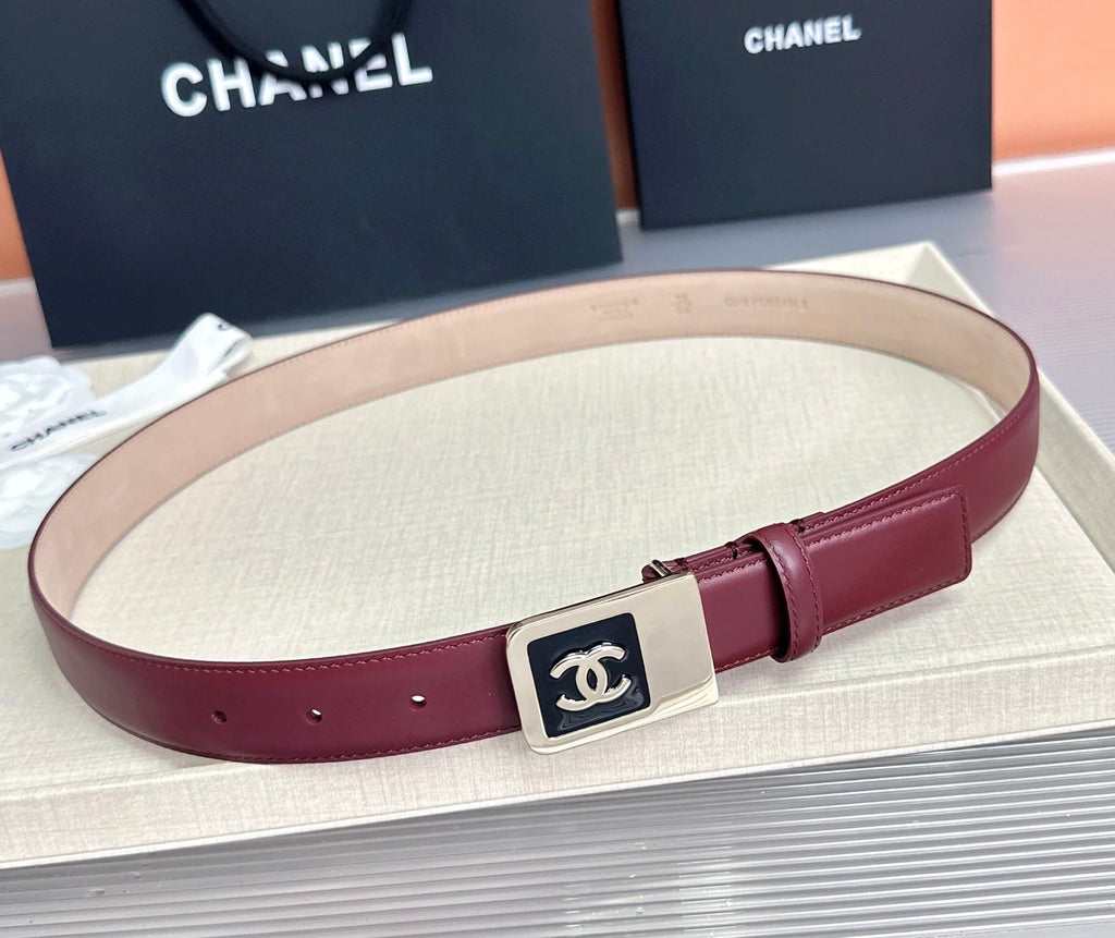CC 3.0cm Belt Burgundy Lambskin 209357