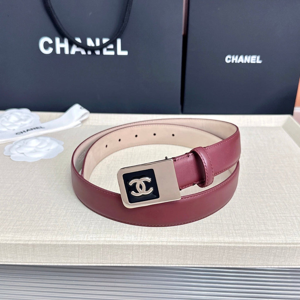 CC 3.0cm Belt Burgundy Lambskin 209357