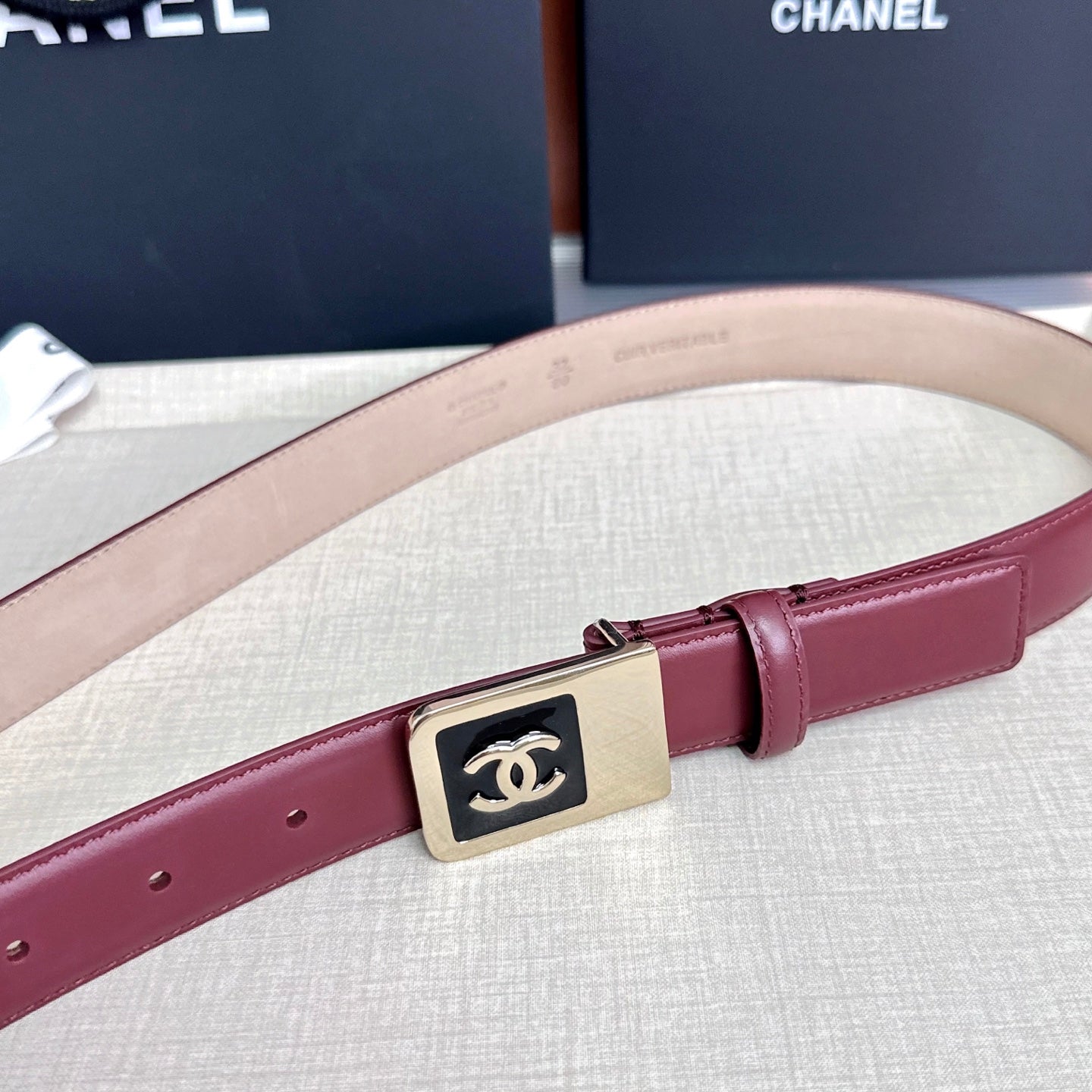 CC 3.0cm Belt Burgundy Lambskin 209357