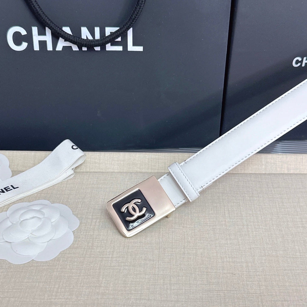 CC 3.0cm Belt White Lambskin 209360