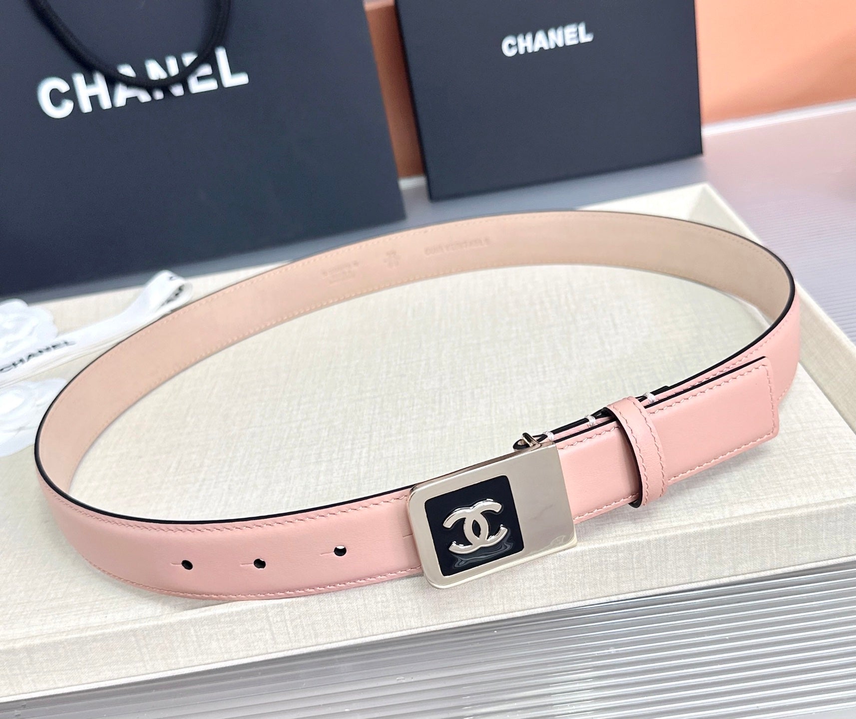 CC 3.0cm Belt Light Pink Lambskin 209361