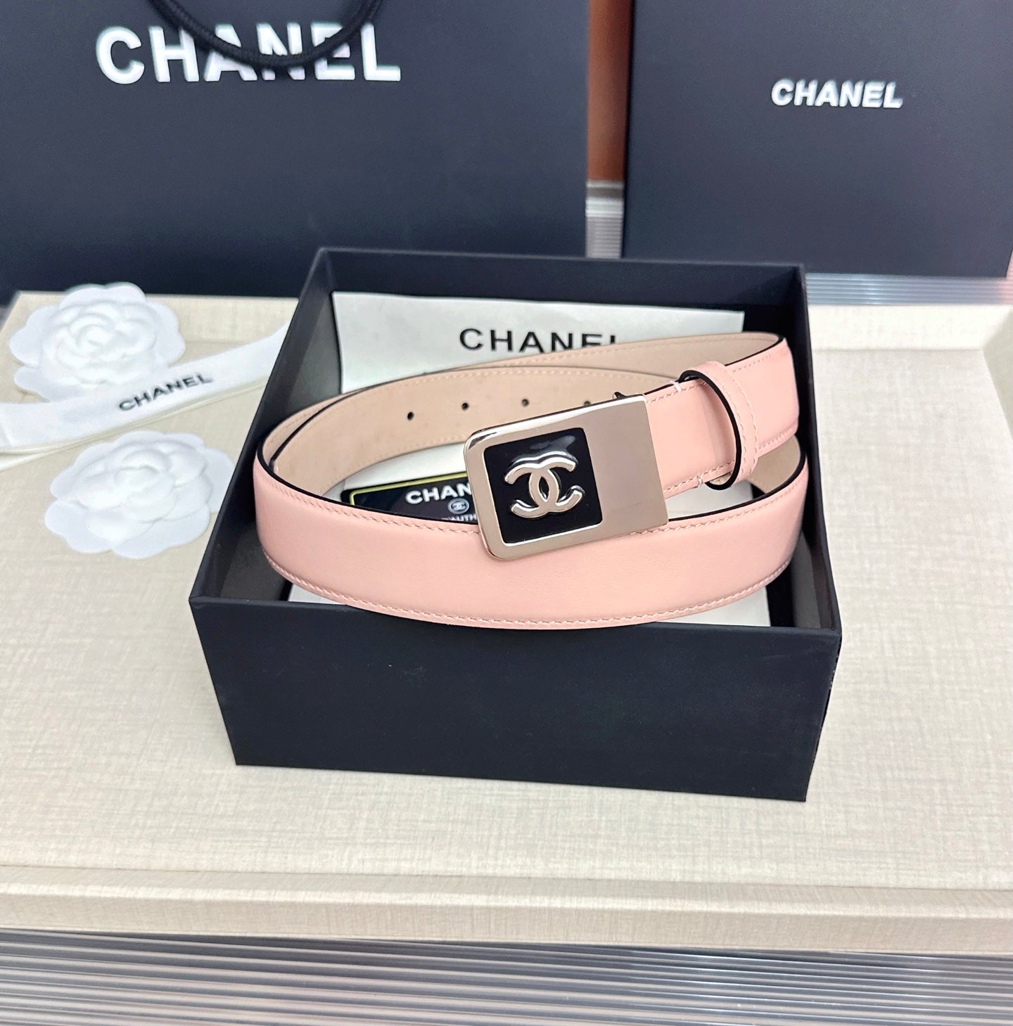 CC 3.0cm Belt Light Pink Lambskin 209361