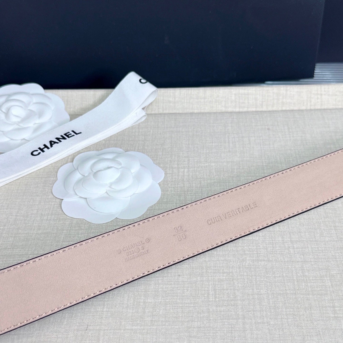 CC 3.0cm Belt Black Crocodile-Embossed 209363