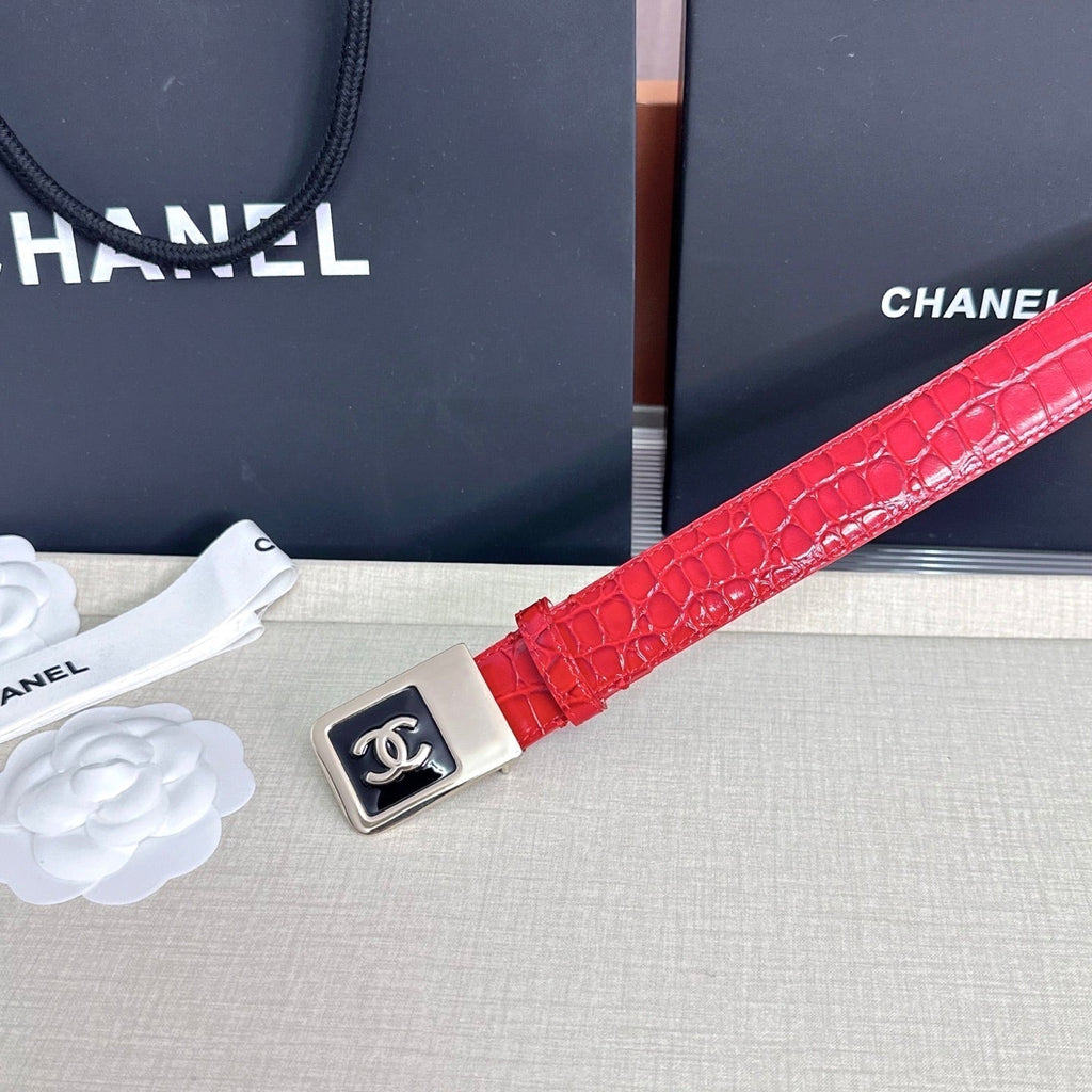 CC 3.0cm Belt Red Crocodile-Embossed 209364