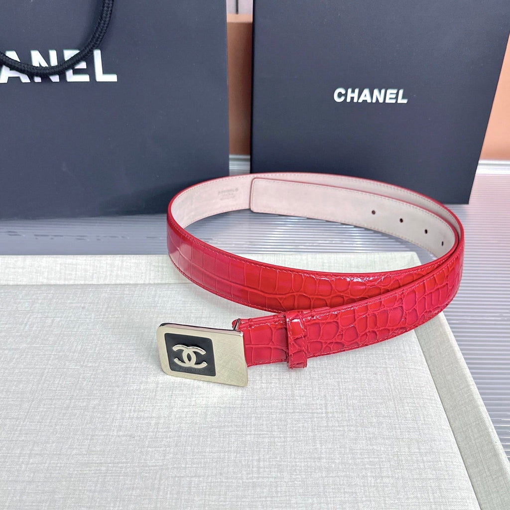 CC 3.0cm Belt Red Crocodile-Embossed 209364
