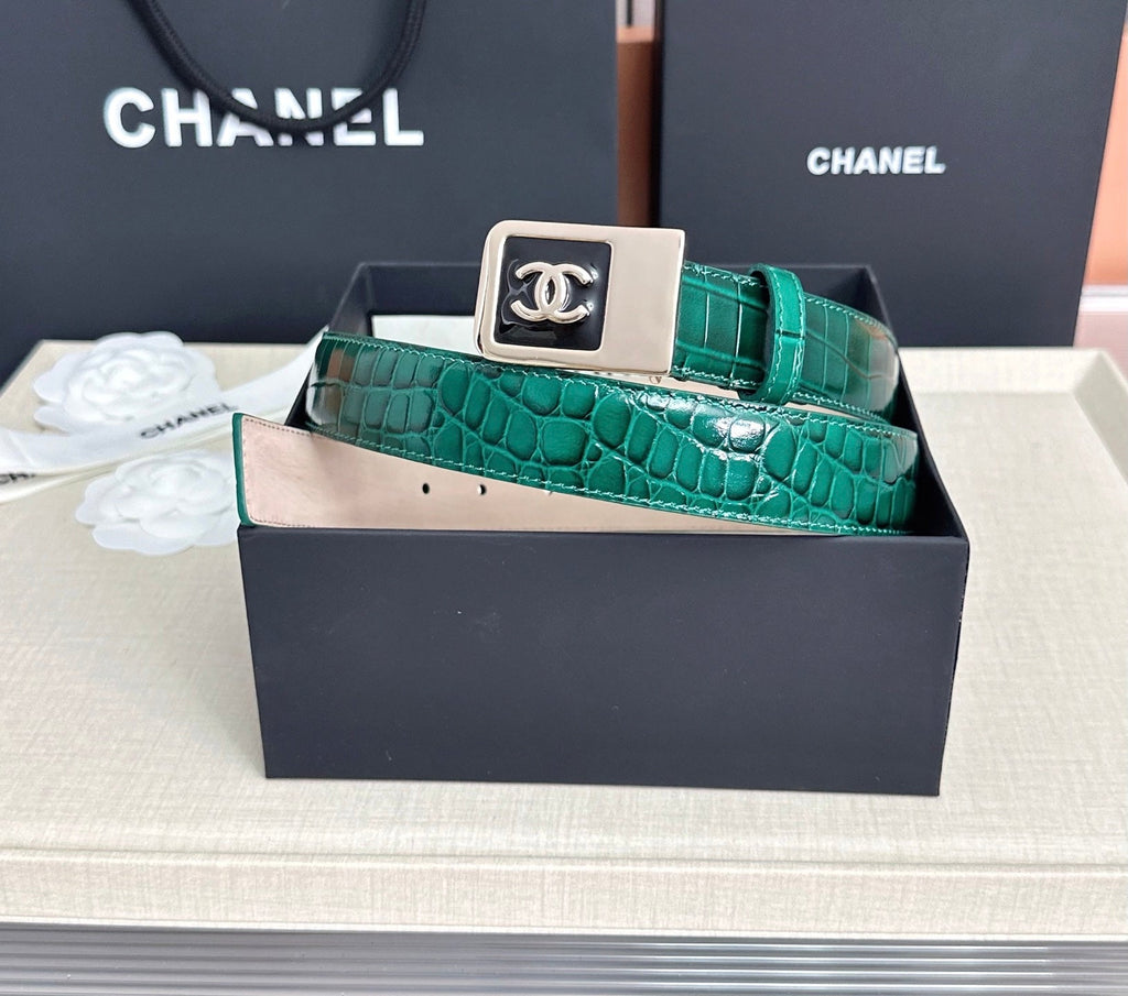 CC 3.0cm Belt Green Crocodile-Embossed 209365