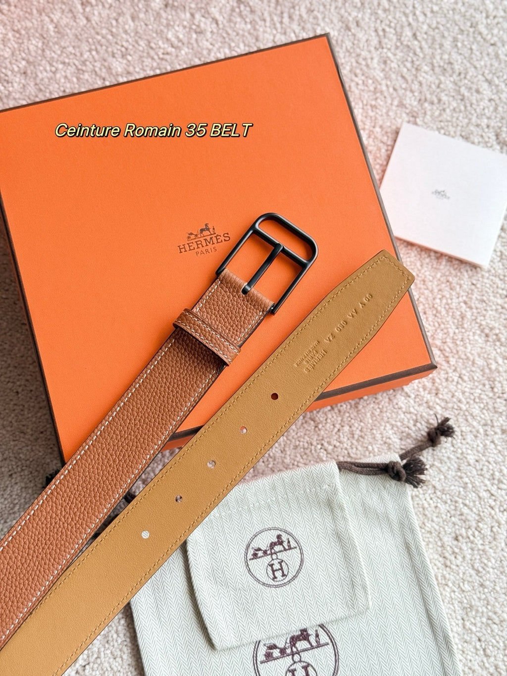 HM 35mm Romain Belt Brown Leather 188395