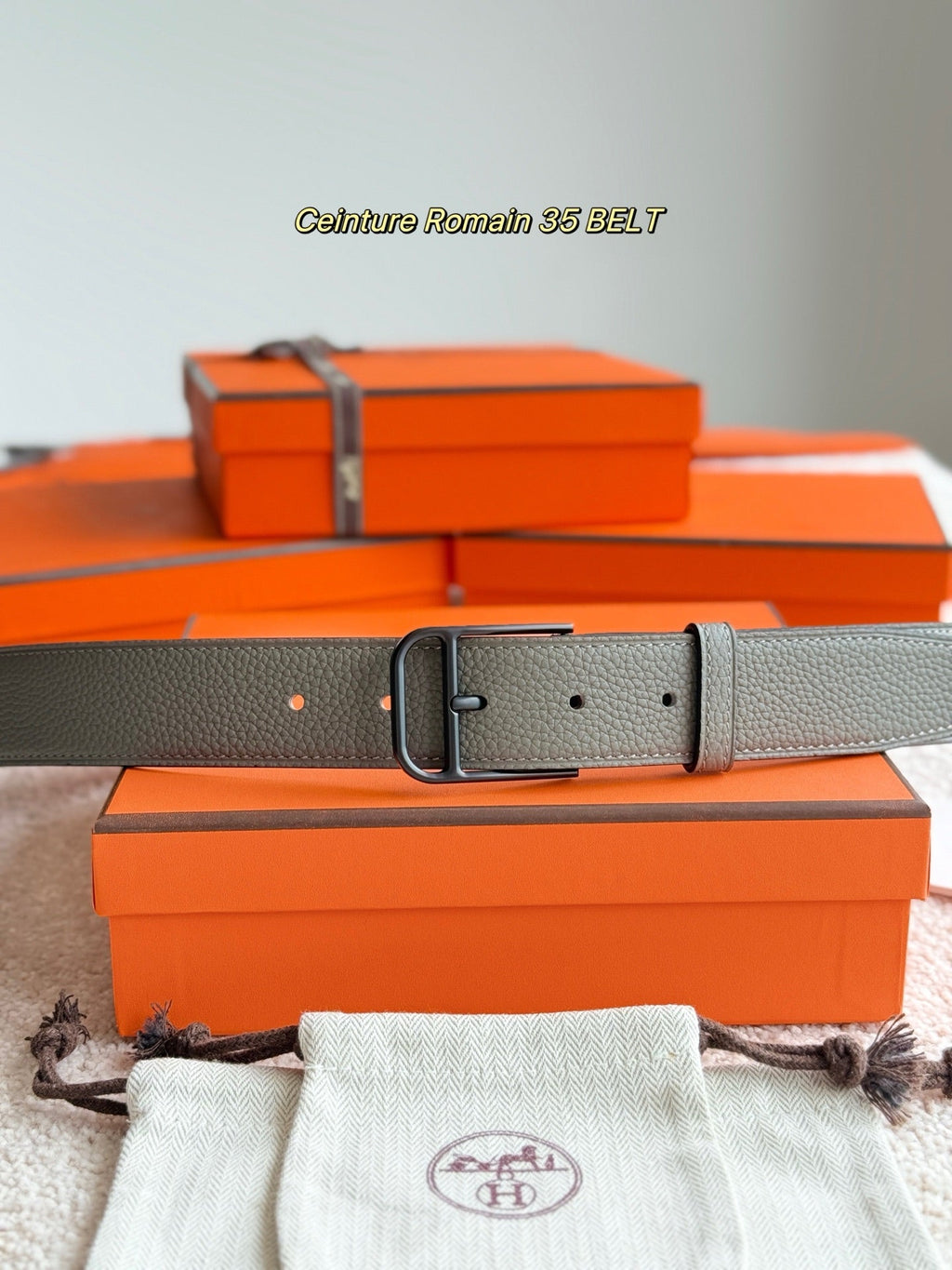 HM 35mm Romain Belt Meyer gray Leather 188394