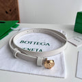 BV Narrow Face Belt 1.5cm Off White Gold Leather 207546