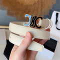 CL Black 25mm Triomphe Enamel Belt White Cowhide 616415