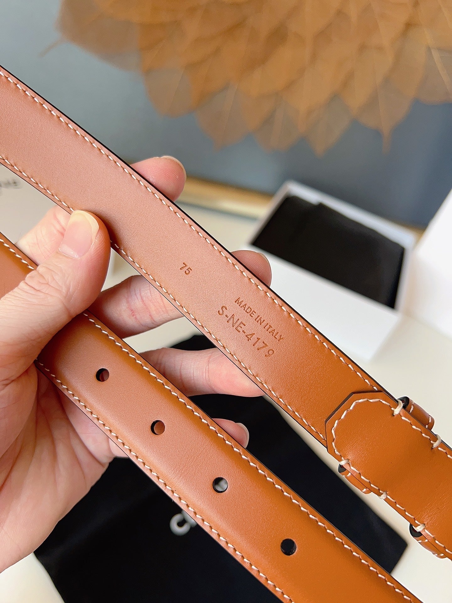 CL Black 25mm Triomphe Enamel Belt Camel Brown Cowhide 616416