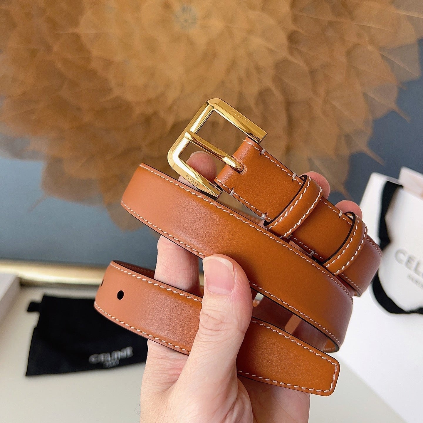 CL Gold 25mm Triomphe Camel Brown Cowhide 616408
