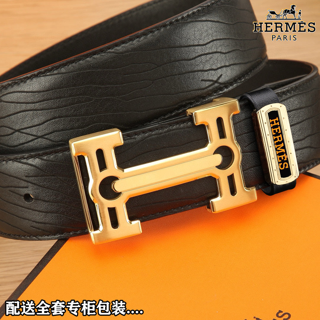 HM Constance Belt 38mm Black Togo Leather 619663