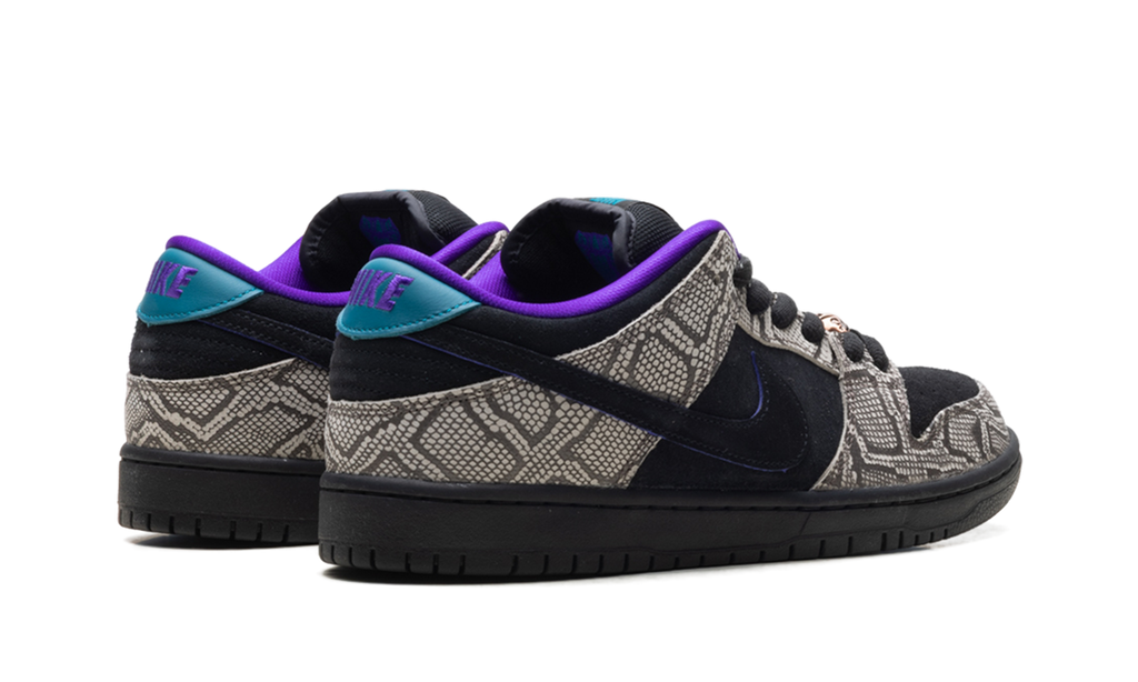 SB Dunk Low Dashawn Jordan Copperhead - Black Suede Skate Shoe with Snakeskin Texture