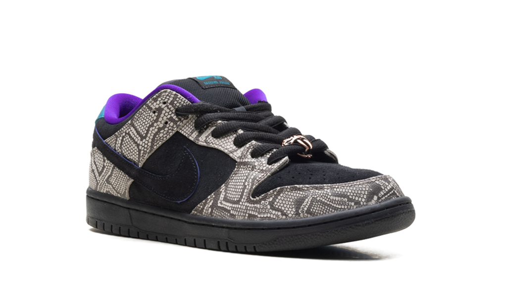 SB Dunk Low Dashawn Jordan Copperhead - Black Suede Skate Shoe with Snakeskin Texture
